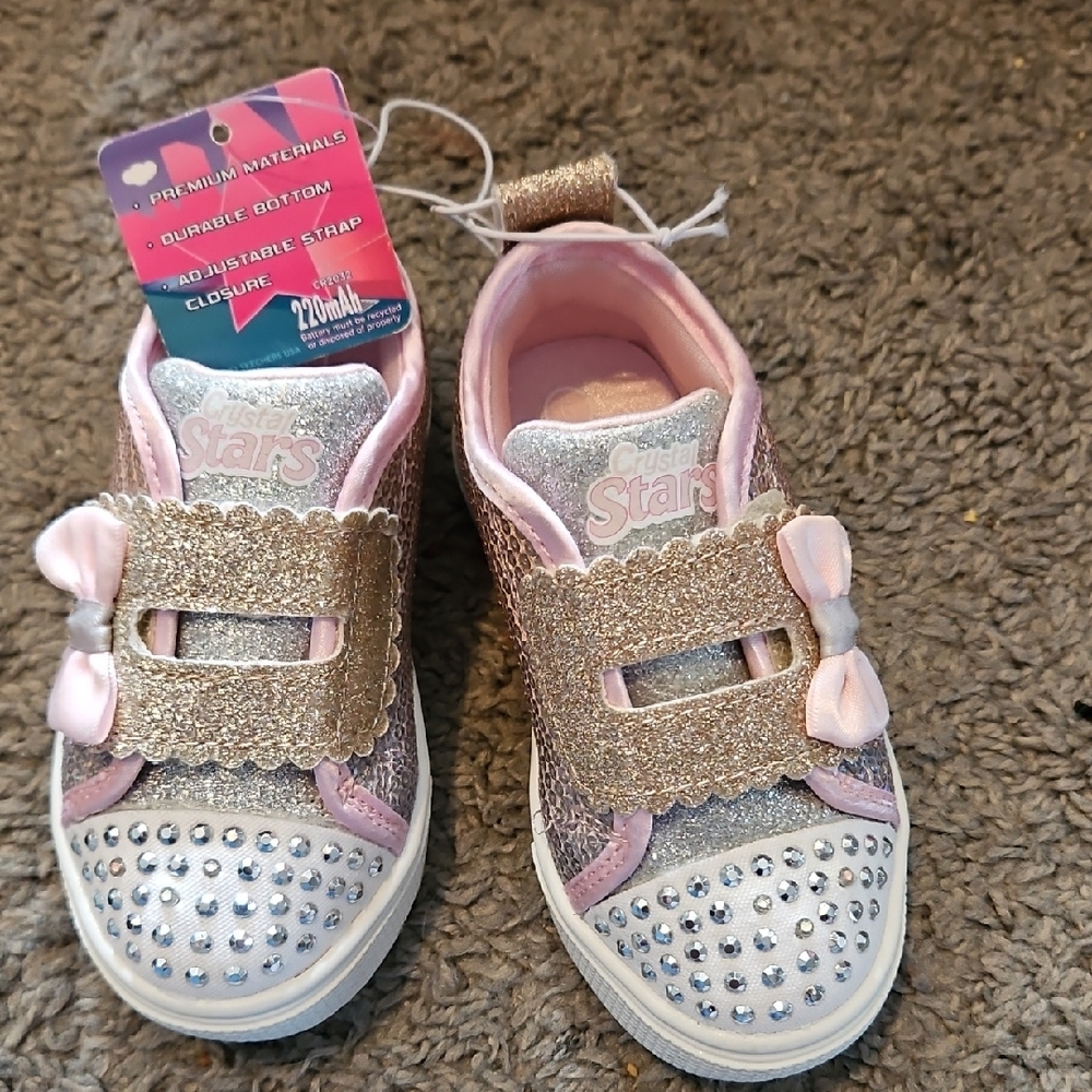 Skechers Crystal Stars Sport With Lights Pink & Gold